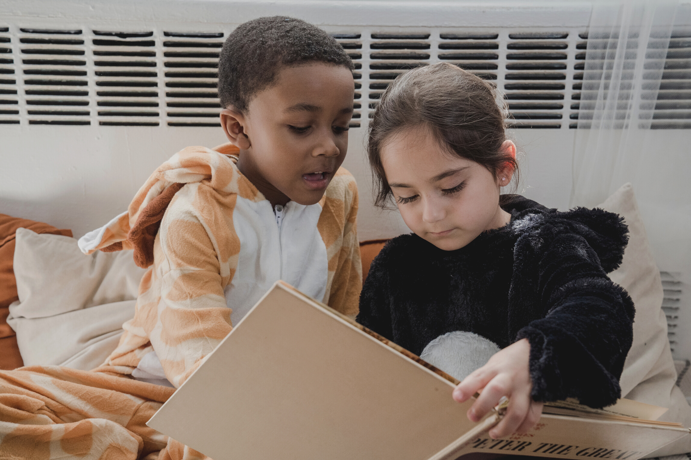 Children Reading a Book